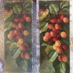 Prima e dopo. Restauro dipinto uva.